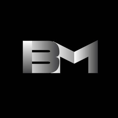 İlk harfleri bm büyük modern ve basit logosu beyaz renkli, izole siyah arka plan bağlı. Vektör tasarım şablonu öğeleri şirket kimliği için.