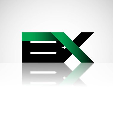 Başlangıç harfi bx büyük modern ve yeşil ve siyah renkli, izole beyaz arka plan basit logo bağlı. Şirket kimliği için vektör tasarımı.