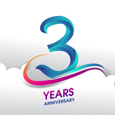 3 yıl yıldönümü kutlama logosu, Doğum günü vektör tasarımı