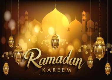 Ramazan kutlamaları arka plan, zarif tebrik kartı tasarım şablonu, metin tebrik kartı için yer ve Ramazan kareem için pankart.