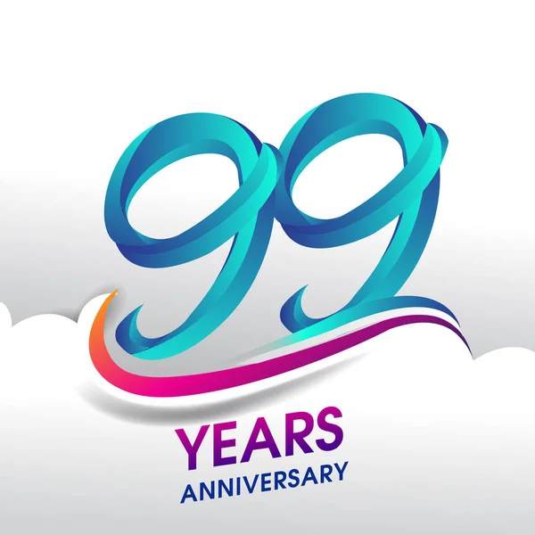 Logotipo Celebração Anos Noventa Nove Anos Logotipo Aniversário Fundo Branco — Vetor de Stock