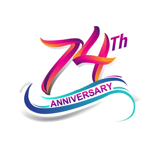 Logotipo Aniversario Celebración Azul Rojo Color Noventa Nueve Años Logotipo — Archivo Imágenes Vectoriales