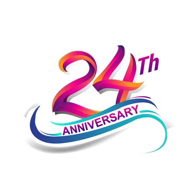 Aniversário Celebração Logotipo Azul Vermelho Colorido Noventa Nove Anos Logotipo — Vetor de Stock