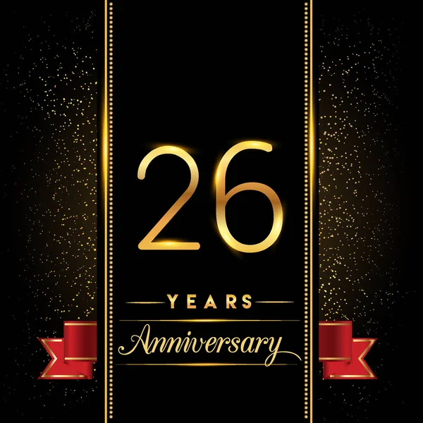 Years Anniversary Celebration Logotype Anniversary Logo Confetti Golden Colored Red — Stock Vector