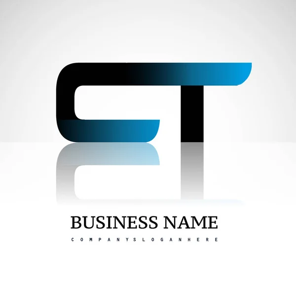 Letra Inicial Maiúscula Logotipo Moderno Simples Vinculado Cor Azul Preto — Vetor de Stock