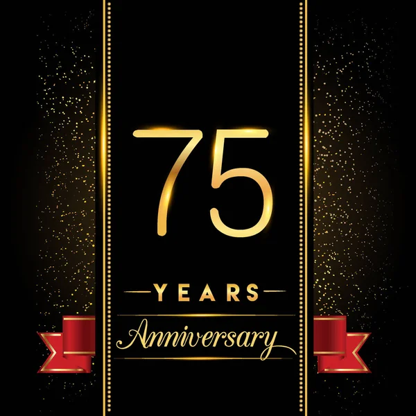 Logotipo Celebración Aniversario Logo Aniversario Con Confeti Color Dorado Aislado — Archivo Imágenes Vectoriales