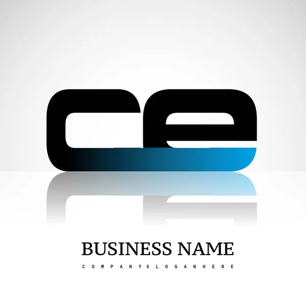 Carta Inicial Maiúscula Logotipo Moderno Simples Vinculado Cor Azul Preto — Vetor de Stock