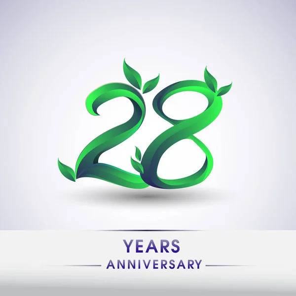 Anniversario Celebrazione Logotipo Con Foglie Colore Verde 99Esimo Logo Compleanno — Vettoriale Stock