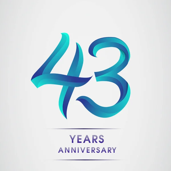 Årsjubileum Firande Logotyp Blå Färgade Isolerade Vit Bakgrund Födelsedag Logotyp — Stock vektor