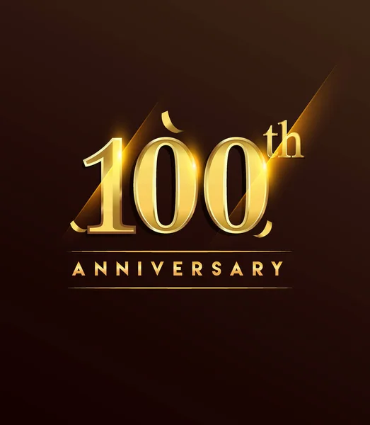 Logotipo 100 Aniversario Brillante Con Confeti Color Dorado Aislado Sobre — Vector de stock