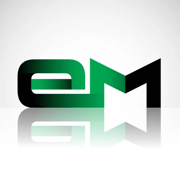 Beginletters Hoofdletters Moderne Simpel Logo Gekoppeld Groene Zwarte Gekleurde Geïsoleerde — Stockvector