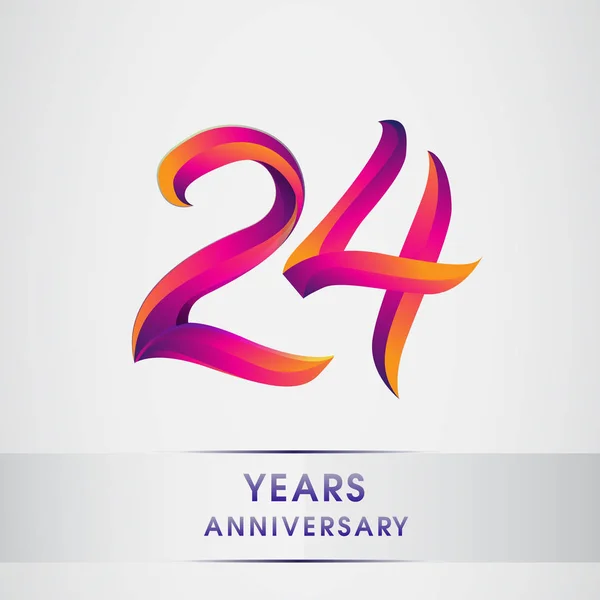 第二十四周年庆典标识多彩设计 生日标志白色背景 — 图库矢量图片
