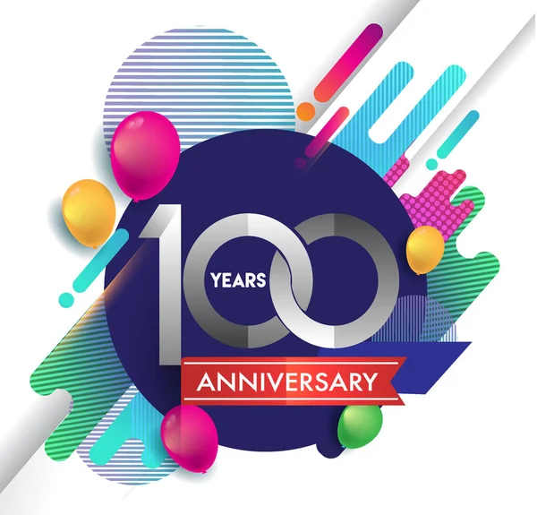 100 Anni Logo Anniversario Con Sfondo Colorato Astratto Elementi Modello — Vettoriale Stock