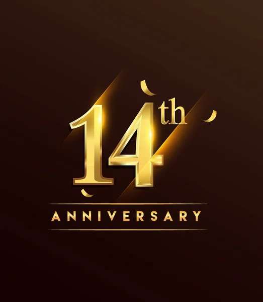 Aniversario Brillante Logotipo Con Confeti Color Dorado Aislado Sobre Fondo — Vector de stock