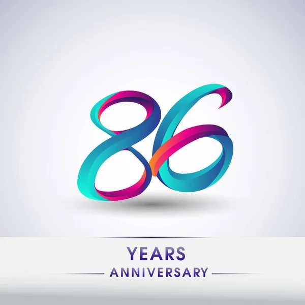 Anni Anniversario Celebrazione Logotipo Blu Rosso Logo Compleanno Sfondo Bianco — Vettoriale Stock