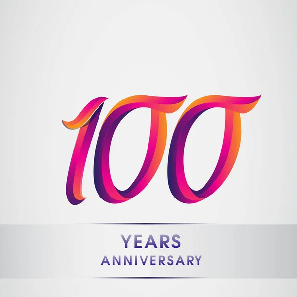 100 Lat Rocznica Obchodów Logotyp Kolorowy Design Urodzinowe Logo Białym — Wektor stockowy