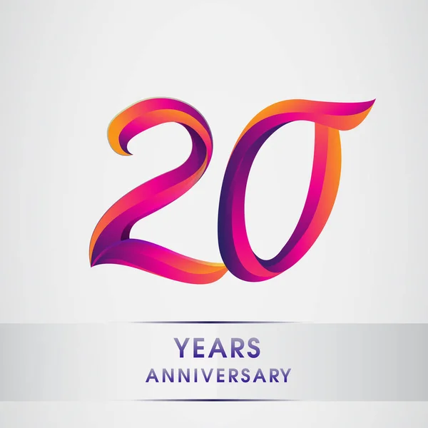 Anni Anniversario Celebrazione Logotipo Disegno Colorato Logo Compleanno Sfondo Bianco — Vettoriale Stock