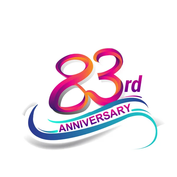 Verjaardag Viering Logo Blauw Rood Gekleurd Negenennegentig Jaar Verjaardag Logo — Stockvector