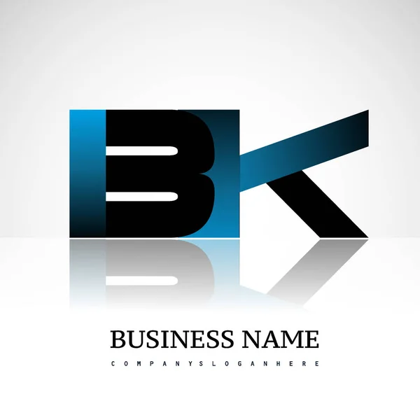 Letras Iniciais Maiúsculas Logotipo Moderno Simples Ligado Cor Azul Preto — Vetor de Stock