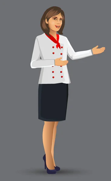 Illustration Femme Chef Figure Dessin Animé Femme Chef Présenté Menu — Image vectorielle