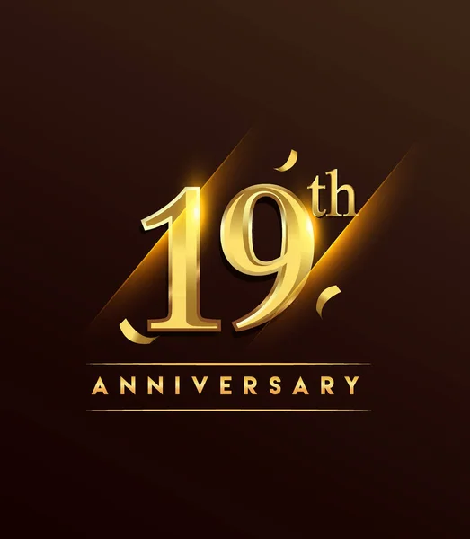 Logotipo Brillante Aniversario Con Confeti Color Dorado Aislado Sobre Fondo — Vector de stock