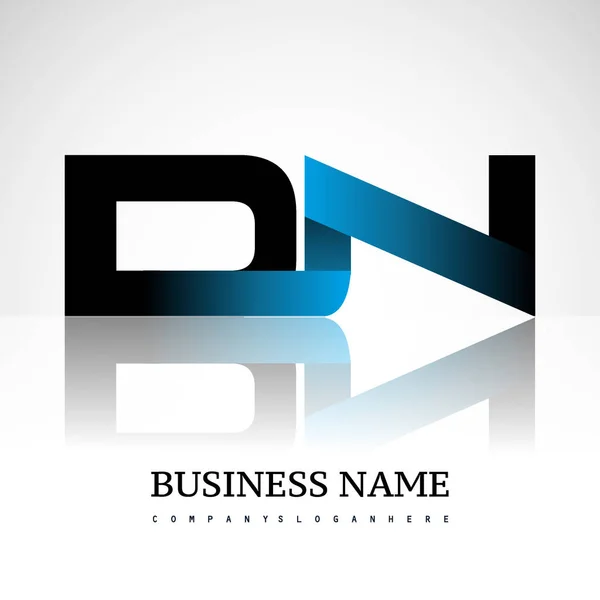 Letra Inicial Mayúsculas Logotipo Moderno Simple Vinculado Color Azul Negro — Vector de stock