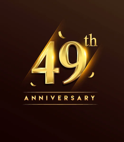 Aniversário Logotipo Brilhante Com Confete Dourado Isolado Fundo Escuro Design —  Vetores de Stock