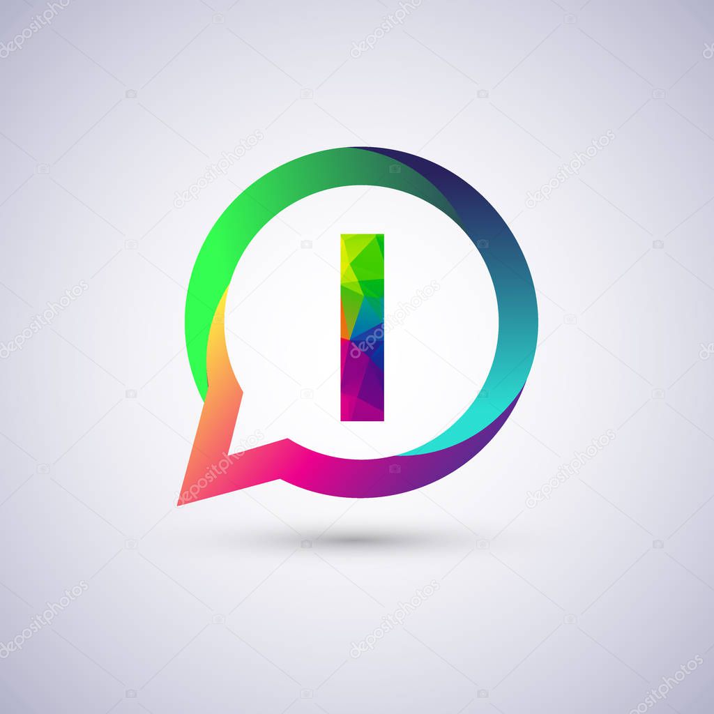 logo i letter colorful on circle chat icon. Vector design for your application or company identity.