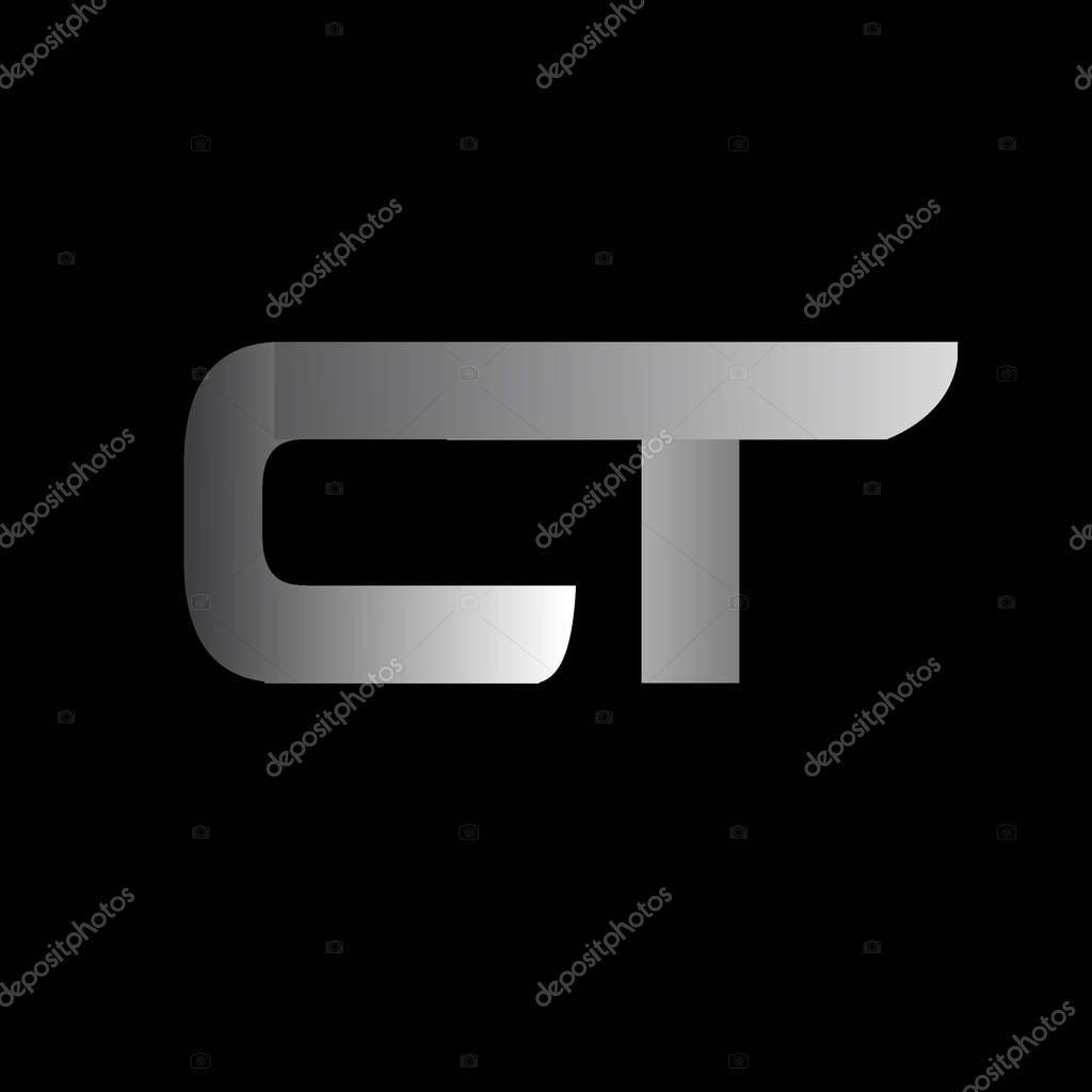 Initial letter ct uppercase modern and simple logo linked white colored, isolated in black background. Vector design template elements for company identity.