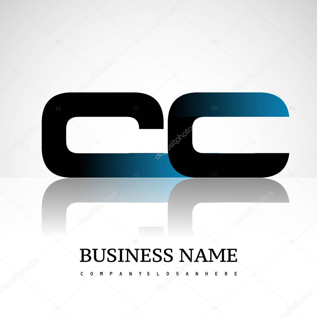 Initial letter cc uppercase modern and simple logo linked blue and black colored, isolated in white background. Vector design for company identity.
