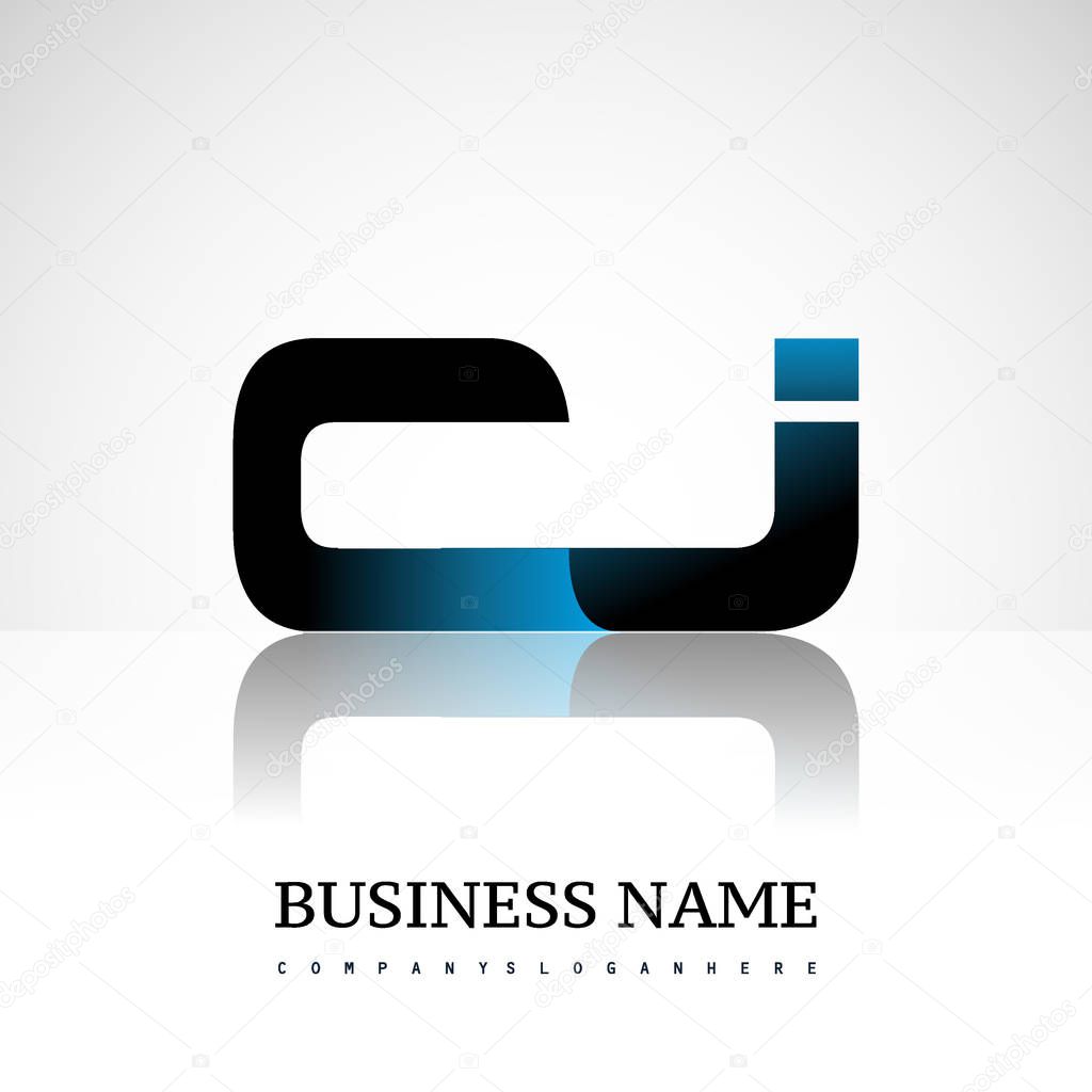 Initial letter cj uppercase modern and simple logo linked blue and black colored, isolated in white background. Vector design for company identity.