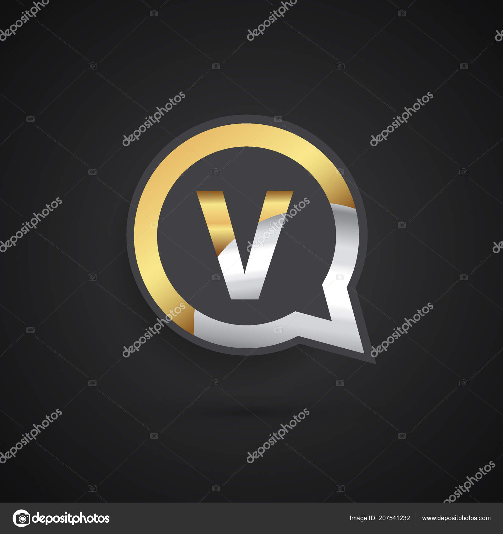 Logo Letter Gold Silver Circle Chat Icon Elegant Logo Design Stock Vector Image By C Vectorideas