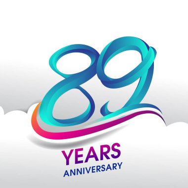 89 yıl yıldönümü kutlama logosu, Doğum günü vektör tasarımı