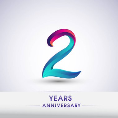 2 yıl yıldönümü kutlama logo mavi ve kırmızı renkli, beyaz zemin üzerine 54 Doğum günü logosu