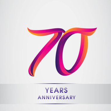 70th years anniversary celebration logotype colorful design,  birthday logo on white background clipart