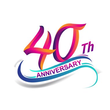 40 yıldönümü kutlama logo mavi ve kırmızı renkli. doksan dokuz yıl Doğum günü logosu beyaz arka plan üzerinde.