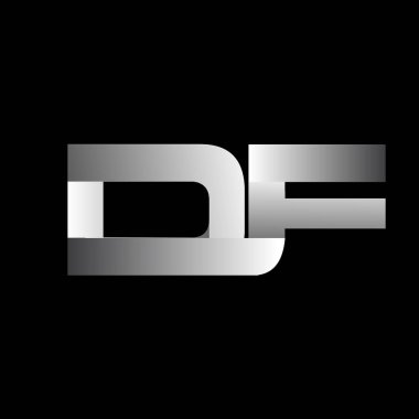 İlk harf df büyük modern ve basit logosu beyaz renkli, izole siyah arka plan bağlı. Vektör tasarım şablonu öğeleri şirket kimliği için.