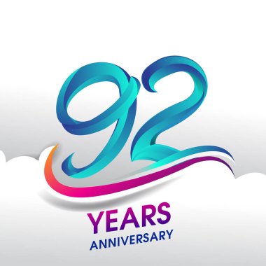 92 yıl yıldönümü kutlama logosu, Doğum günü vektör tasarımı