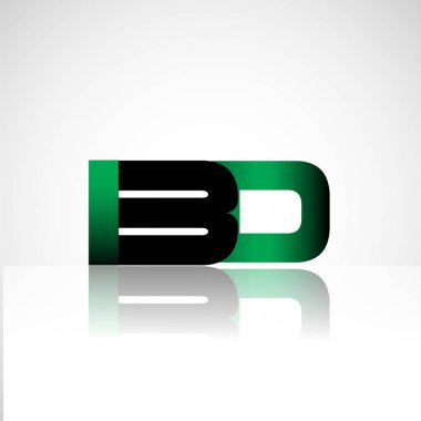 Başlangıç harfi bd büyük modern ve yeşil ve siyah renkli, izole beyaz arka plan basit logo bağlı. Şirket kimliği için vektör tasarımı.