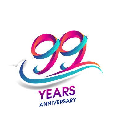 99 yıldönümü kutlama logo. doksan dokuz yıl Doğum günü logosu beyaz arka plan üzerinde.