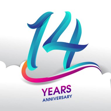 14 yıl yıldönümü kutlama logosu, Doğum günü vektör tasarımı