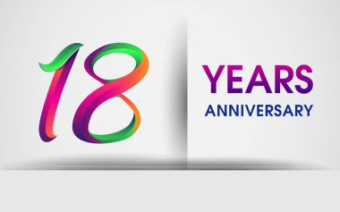 18 yıldönümü kutlama logosu, beyaz arka plan üzerinde izole renkli tasarım logo vektör öğeleri için kutluyor 99 Doğum günü partisi.