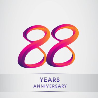 88 yıl yıldönümü kutlama logo renkli tasarım, Doğum günü logosu beyaz arka plan üzerinde