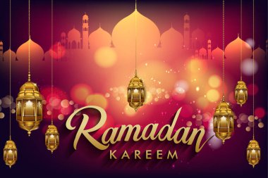 Ramazan kutlamaları arka plan, zarif tebrik kartı tasarım şablonu, metin tebrik kartı için yer ve Ramazan kareem için pankart.