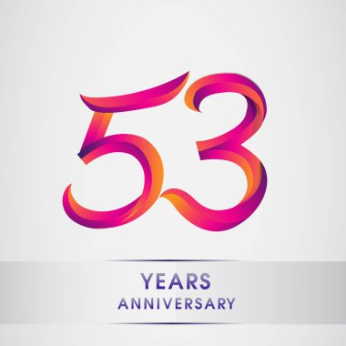 53th yıl yıldönümü kutlama logo renkli tasarım, Doğum günü logosu beyaz arka plan üzerinde