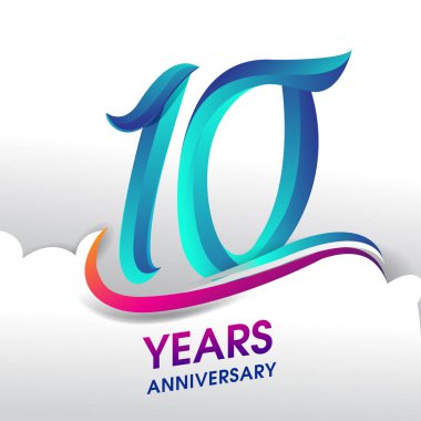 10 yıl yıldönümü kutlama logosu, Doğum günü vektör tasarımı