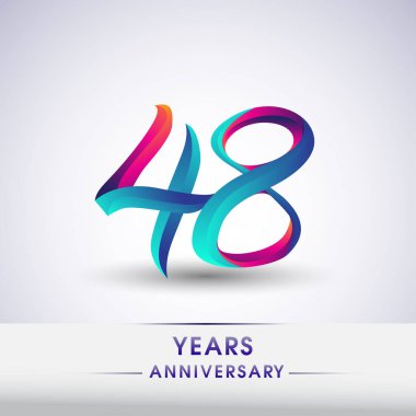 48 yıllık yıldönümü kutlama logo mavi ve kırmızı 54 Doğum günü logosu beyaz arka plan üzerinde renkli,