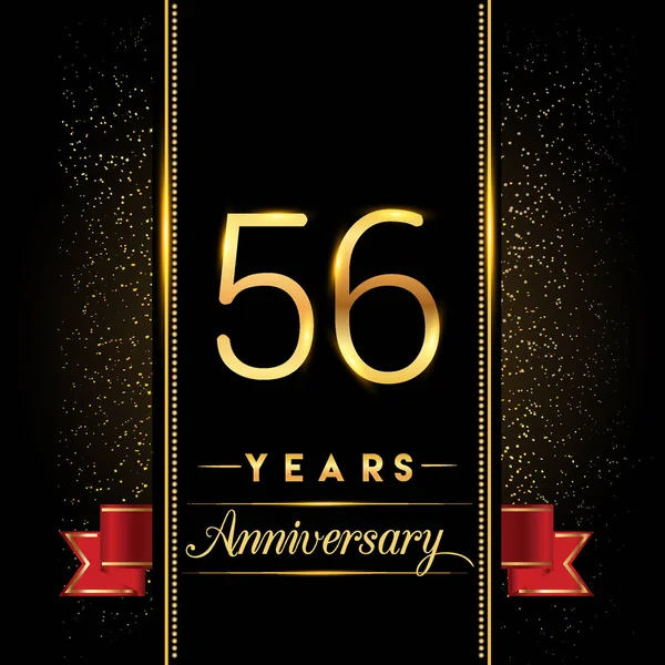 Anniversary Celebration Logotype Anniversary Logo Confetti Golden Colored Isolated Black — Stock Vector