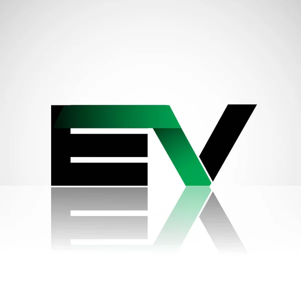 Letras Iniciales Mayúsculas Moderno Simple Logotipo Vinculado Color Verde Negro — Vector de stock