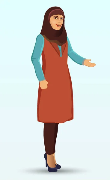 Jeune Belle Femme Porte Hijab Illustration Vectorielle Isolée Sur Fond — Image vectorielle